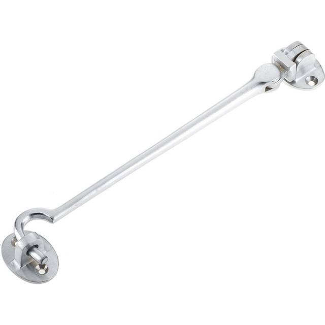 Loops Durable Brass Cabin Hook 205mm In Satin Chrome Finish - Hook & Eye Arm Lock - One Size