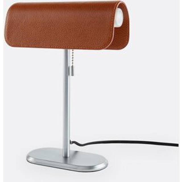 Vilmo Chrome Metal & Leather Desk Lamp - Brown/Chrome - ONE SIZE