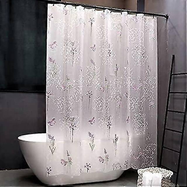 (As show, One size) Shower Curtain Liner Wild Flowers and Butterflies Design PEVA Odorless Water Proof (Floral, 72&quot; W*72&quot; L)