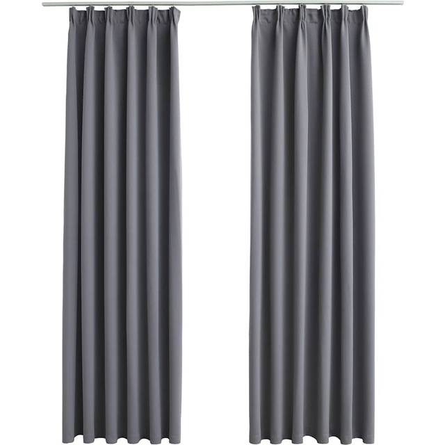 vidaXL Blackout Curtains with Hooks 2 pcs Grey 140x245 cm