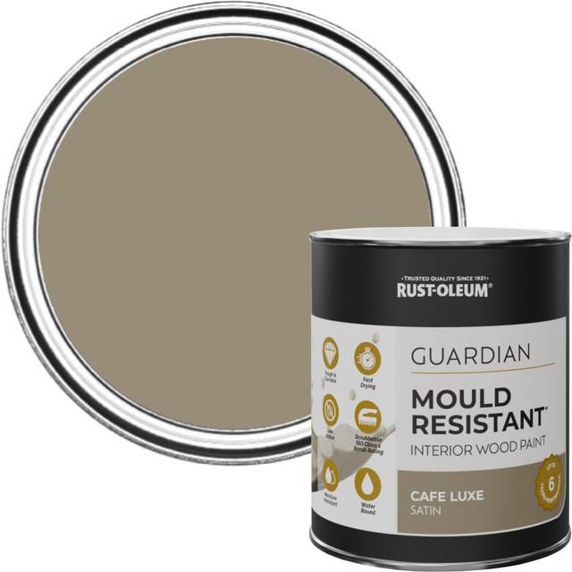 Rust-Oleum Guardian Mould Resistant Interior Wood Paint, Satin Finish - Cafe Luxe - 750ml - Brown