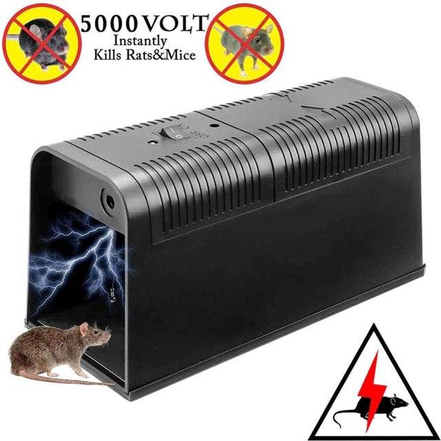 Gr8 Garden Electronic Mouse Trap Mice Rat Killer Pest Control Electric Shock Rodent Zapper, Black