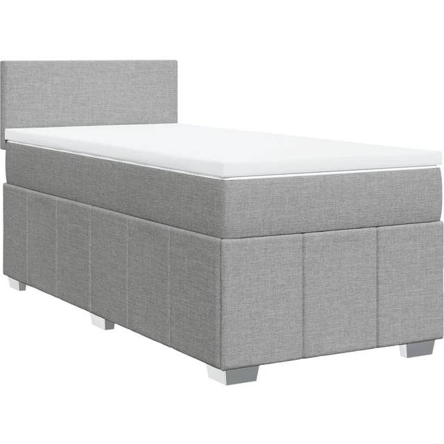 Ramsäng med madrass ljusgrå 90x200 cm tyg