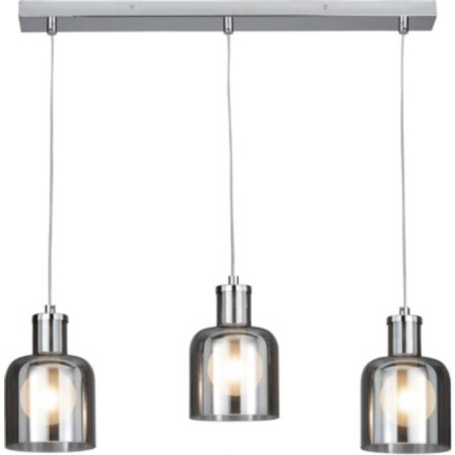Litecraft - Irvine Ceiling Diner Pendant Smoke Shaded 3 Light - Polished Chrome