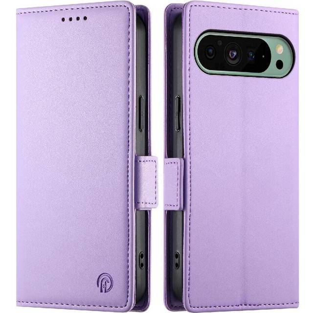 (Purple) Flip Case for Google Pixel 9 Daily Use Wallet Flip Business Card Slots