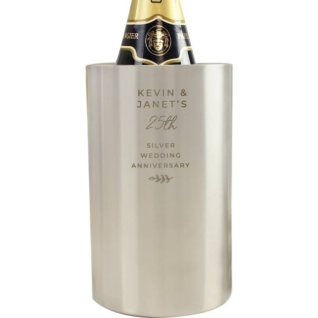 Personalised Free Text Wine Cooler - Metallic Silver - One Size