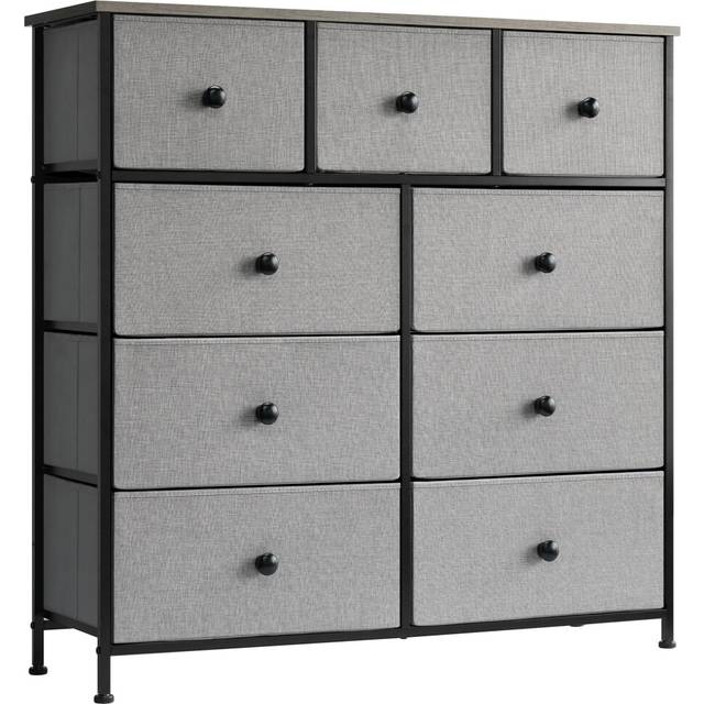LYNCOHOME Chest of Drawer Bedroom, Drawers Storage Unit, Fabric Dresser with Metal Frame and Wooden Top, for Bedroom Living room, Nursery, Closet