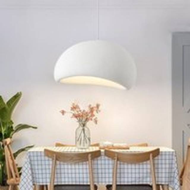 Ikodm - Modern Japanese Wabi Sabi Chandelier White E27, Imitation Stone Lampshade, Creative Style, for Restaurant, Bar, Living Room, Cafe (40cm)
