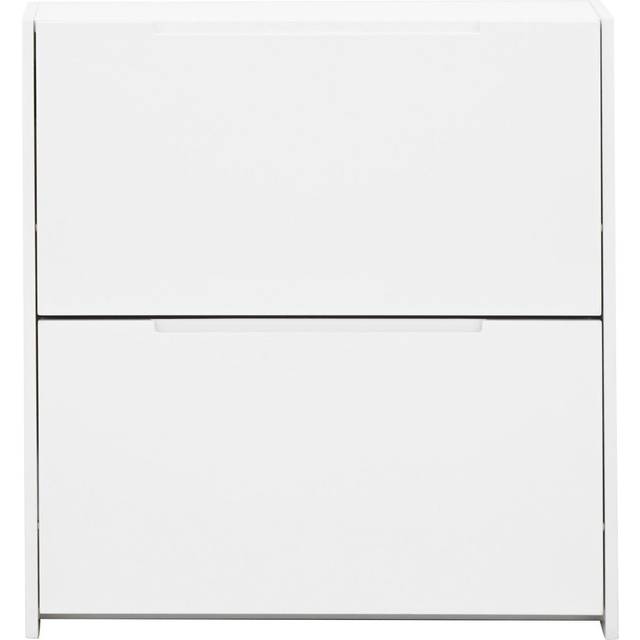 GFW Narrow High Gloss 2 Tier Shoe Cabinet - White, White