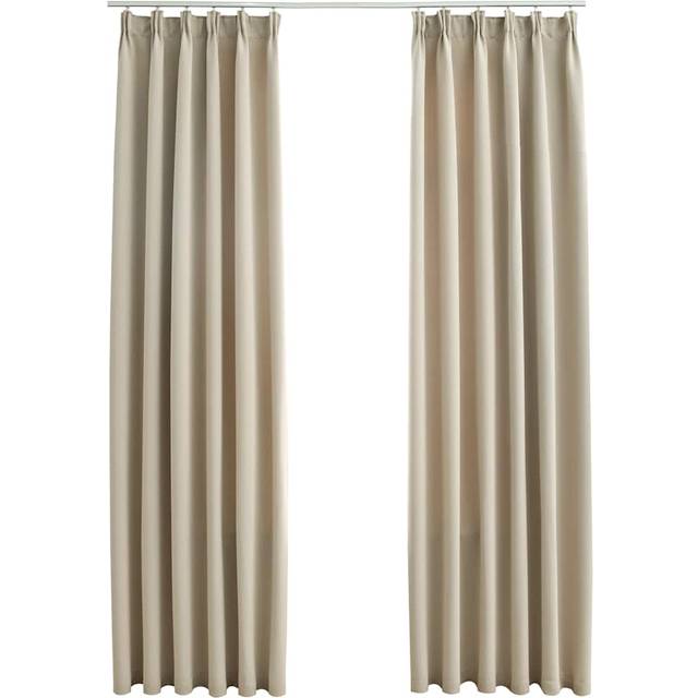 vidaXL Blackout Curtains with Hooks 2 pcs Beige 140x175 cm