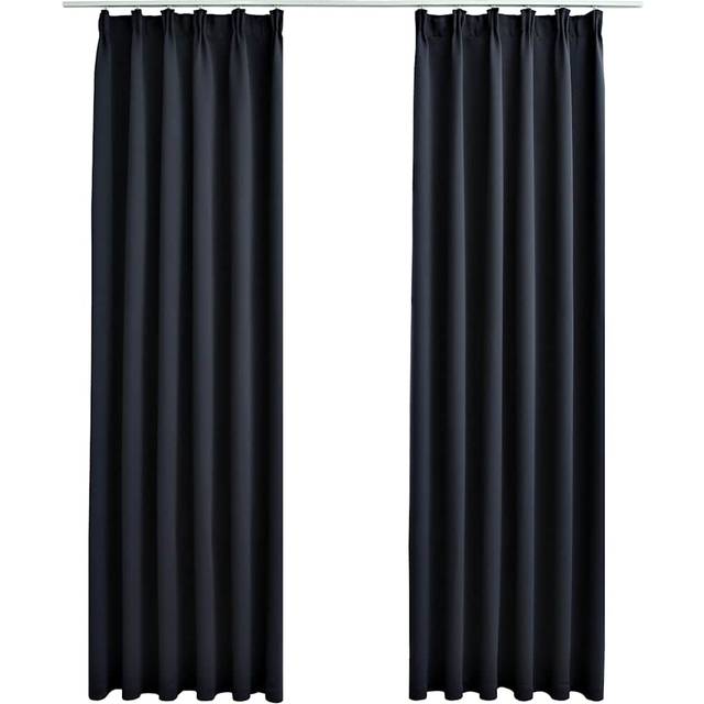 vidaXL Blackout Curtains with Hooks 2 pcs Anthracite 140x175 cm