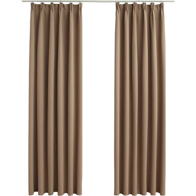 vidaXL Blackout Curtains with Hooks 2 pcs Taupe 140x175 cm