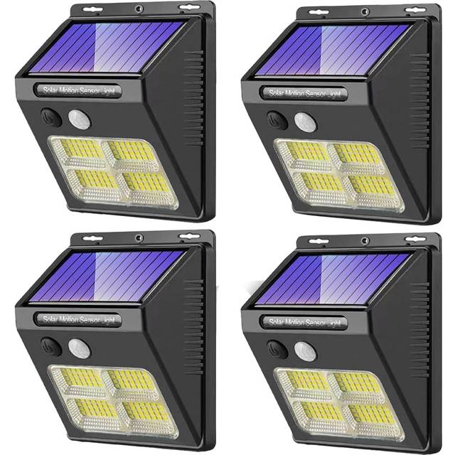 Garden Gear Motion Sensor 112 LED Bright White Solar Light (x4), Black