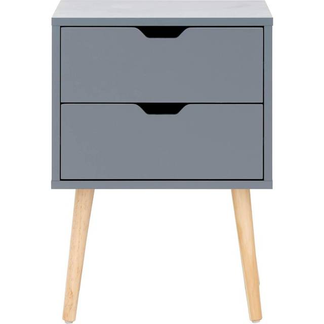 GFW Nyborg 2 Drawer Dark Grey Bedside Table Set of 2 - 2 Drawers