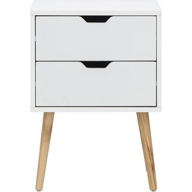 GFW Nyborg 2 Drawer White Bedside Table Set of 2 - 2 Drawers