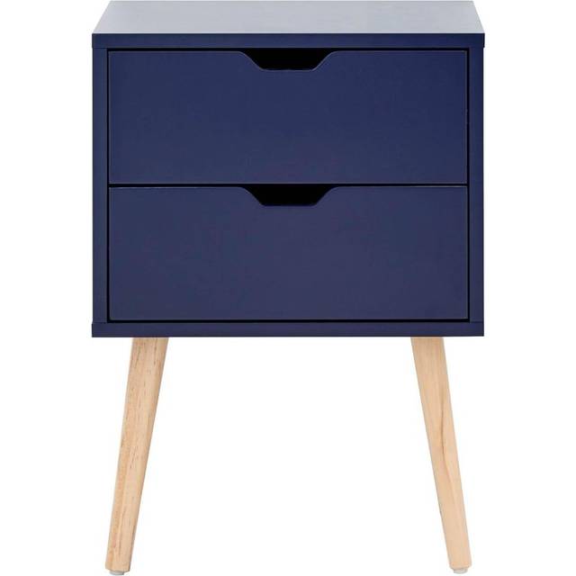 GFW Nyborg Pair Of Two Drawer Bedside Tables Nightshadow, Blue