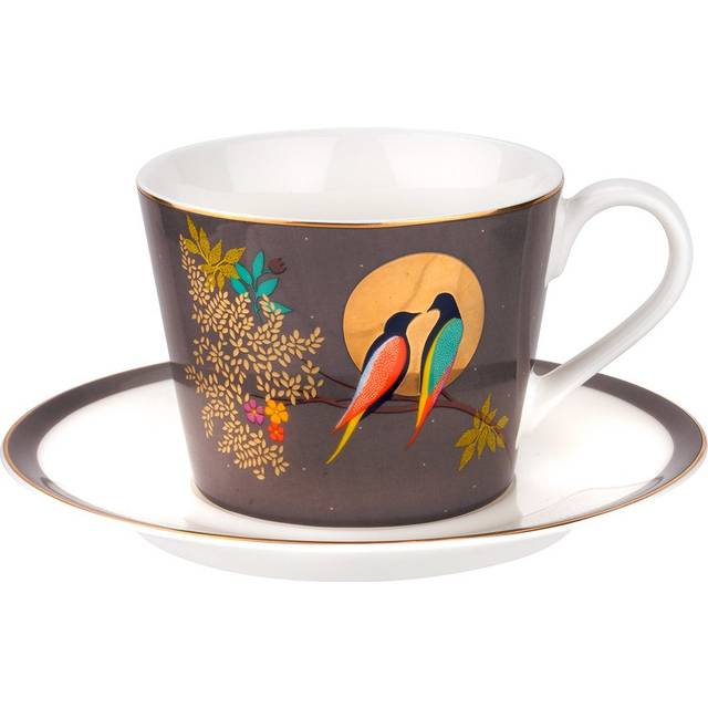 Sara Miller for Portmeirion Chelsea Cup and Saucer, Ceramic, Grey, 230 x 185 x 95 cm