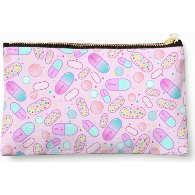 Makeup Bag Pastel Pills Cosmetic Organizer Tyvek Paper Bags Zipper Pouch