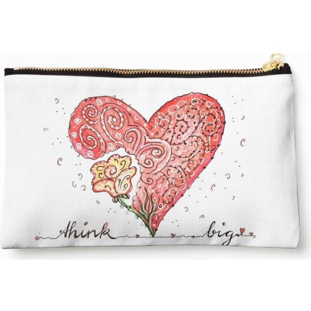 Makeup Bag think big - heart rose Cosmetic Organizer Tyvek Paper Bags Zipper Pouch