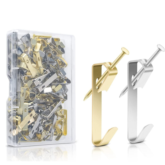 130 Pcs Picture Hangers Kit - 30Lb Multipurpose Hanging Hooks Drywall Wooden Wall Nails