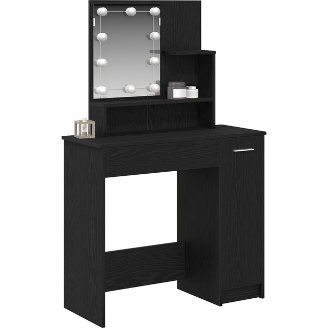 vidaXL Dressing Table Black oak 86.5 x 35 x 136 cm Engineered Wood