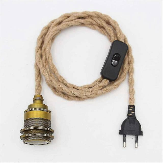 (As show, One size) Vintage Hemp Rope Pendant Light Kit With Switch Plug Diy Single Head Hanging,cable Rope E27