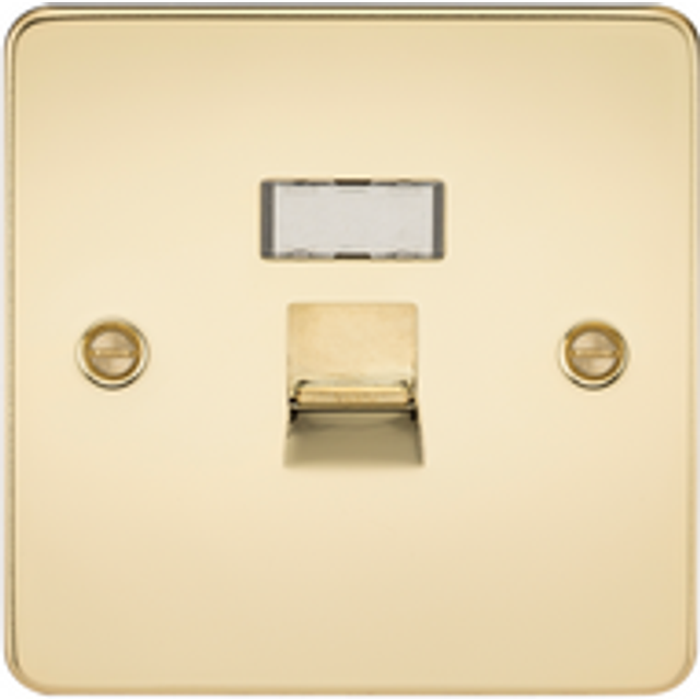 KnightsBridge Flat Plate RJ45 network outlet - polished brass - Various