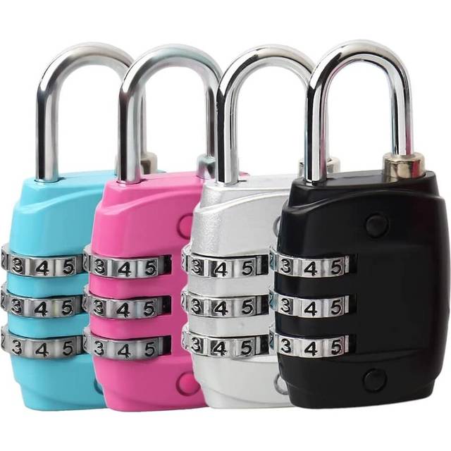 4 Pack 3 Digit Luggage Locks, Small Combination Padlock Code Lock for Luggage Travel Suitcase Bag Locker (4 Colors)