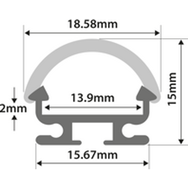 Aluminium LED Tape Profile Channel Diffuser - D Section 2m