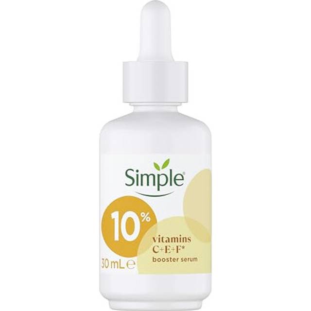 Simple 10% Vitamin C + E + F Booster Serum, Vitamin C serum for Face, Suitable for all Skin Types for Youthful, Glowing Skin 30 ml