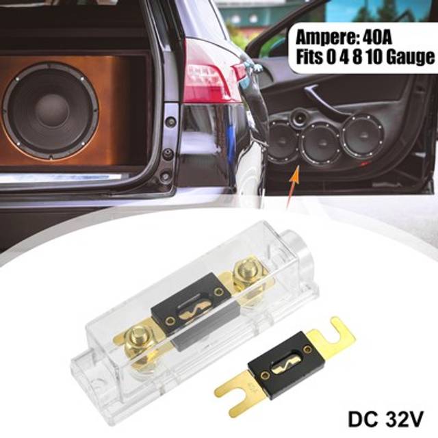1 Set Car Audio 0 4 8 Gauge Inline Anl Fuse Holder Clear With 2pcs 40a Fuse