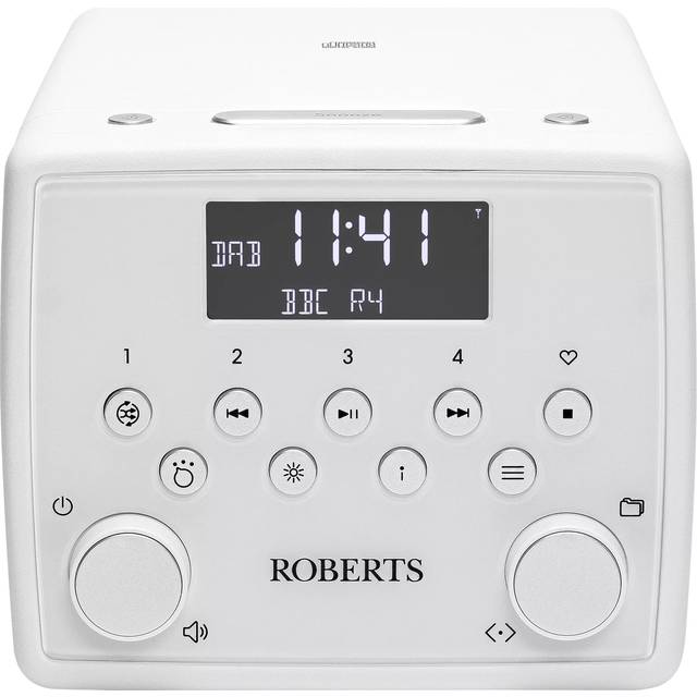 Roberts SOUND 49 FM DAB DAB+ Digital Clock Radio with Bluetooth and CD Player - White