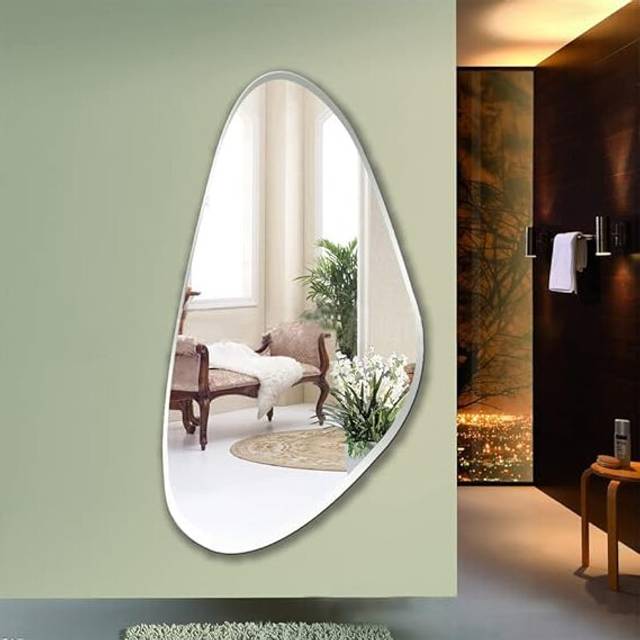 Frameless Irregular Beveled Mirror Silver 50x70cm