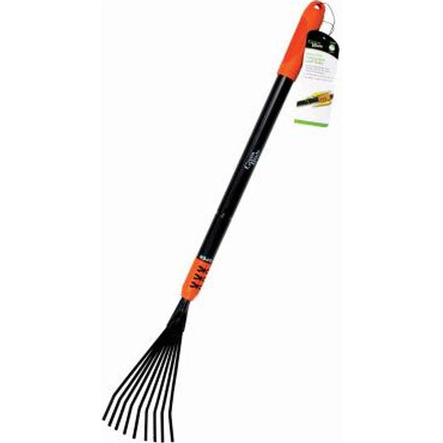 Heavy Duty Telescopic Leaf Rake 75 to 101cm Steel Handle Garden Tool Black