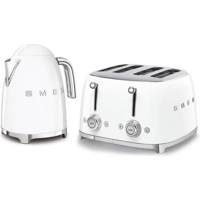 Smeg 50'S Style Kettle Klf03Whuk And 4-Slice Toaster - White