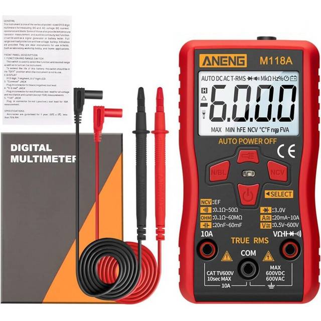 Digital Mini Multimeter Tester Auto Multimeter True Rms Transistor Meter with NCV Data Hold 6000 Counts Flashlight