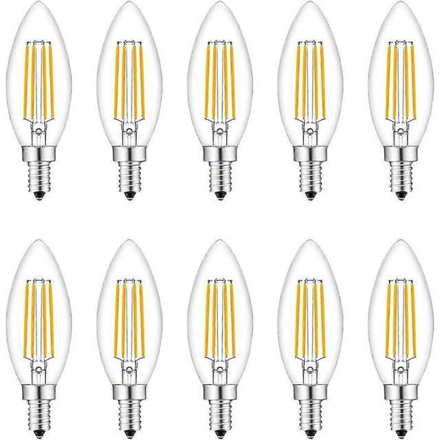 (As show, One size) Small Screw in LED Light Bulbs, 10 Pack E14 Candle Bulbs Dimmable, Light Bulbs 40W E14/SES Equivalent, 220V, Warm White 2700K, Fan