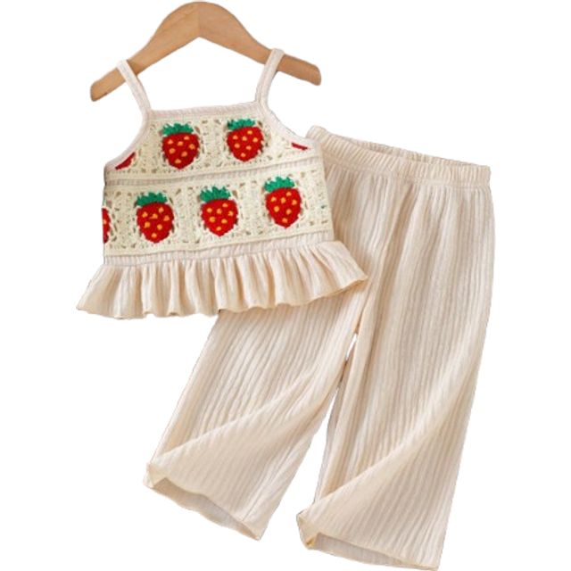 SHEIN Toddler Girls Casual Daily Fashion Tank Top Floral Embroidery Delicate Soft Solid Color Pants Set, Summer Baby Travel Cute Sunshine Clothing Baby Girl