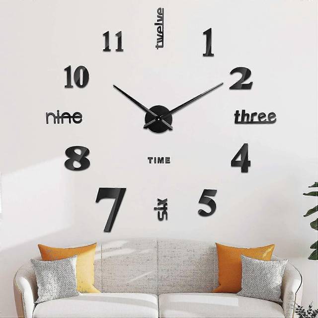 (As show, One size) Shxx Wall Clock For Living Room Decor Large Modern Wall Clock For Blank Wall Easy To Assemble, Adjustable Size, Frameless Diy 3d M