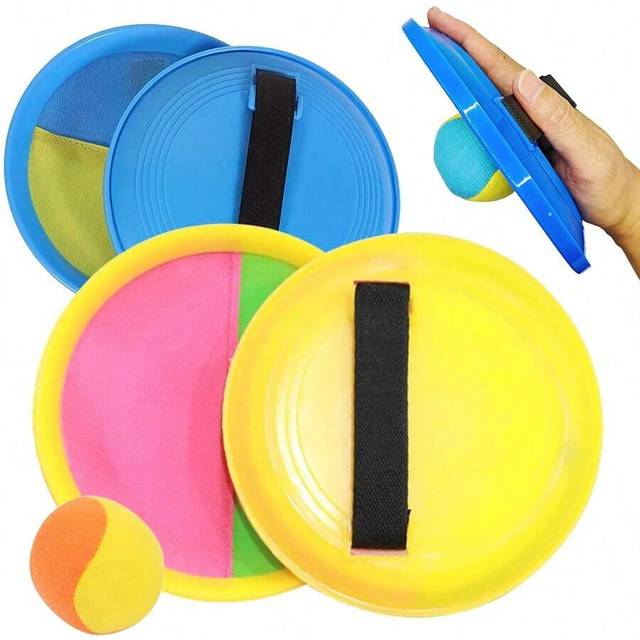 SHEIN Sticky Paddle Ball Set With Soft Balls Outdoor/Indoor Catch Throw Game Fun Family Sports Activity Portable Backyard Beach Play