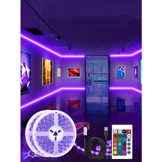 1 set 1m 2m 3m 5m 10m 15m 20m [2 rullar 10m] 30m [2 rullar 15m] 40m [2 rullar 20m] Flerfärgade LED Strip-ljus med fjärrkontroll, för hemvägg, sovrum, - Multifärgad (Multi-size)
