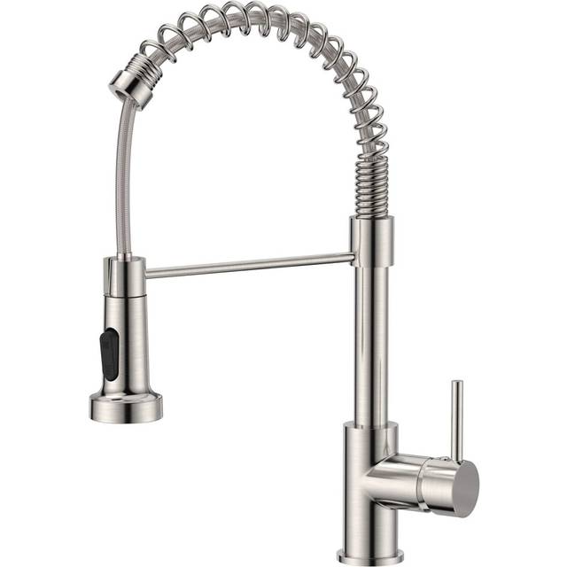 FORIOUS Kitchen Tap, Spring Kitchen Sink Mixer Taps, Commercial Faucet Single Handle Lever, High Arc Swivel 360 with 2 Spray Mode, Stainless Steel