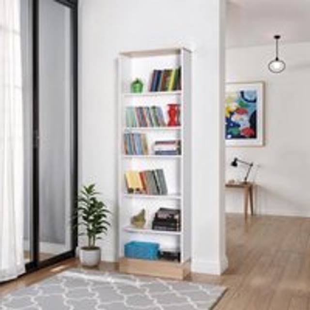 FWStyle 6 Tier White and Oak Shelving Unit