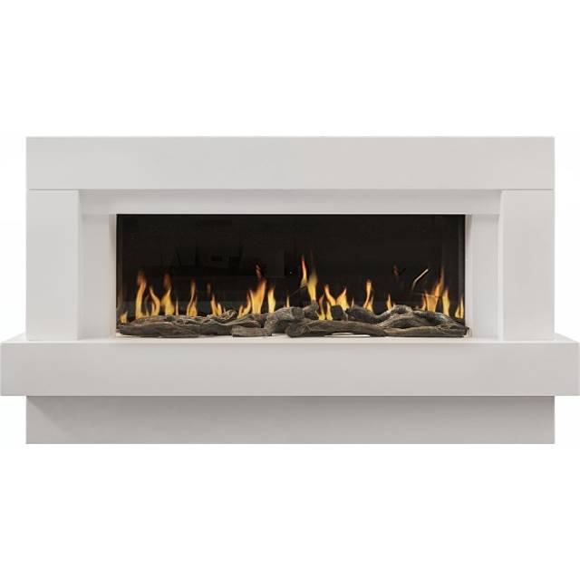 White 48inch WiFi Enabled Wall Mounted Electric Fireplace - AmberGlo