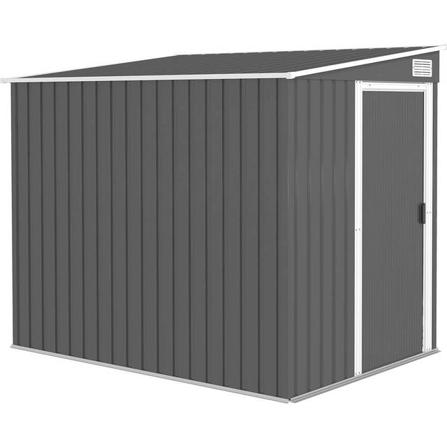 Outsunny 7 x 5FT Garden Shed w/ Foundation Lean to Metal Tool Shed Dark Grey | TJ Hughes