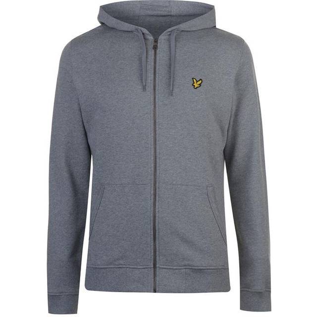 Men's Lyle & Scott Plain Branded Mid Grey Marl Zip-Up Hoodie - Size: 42