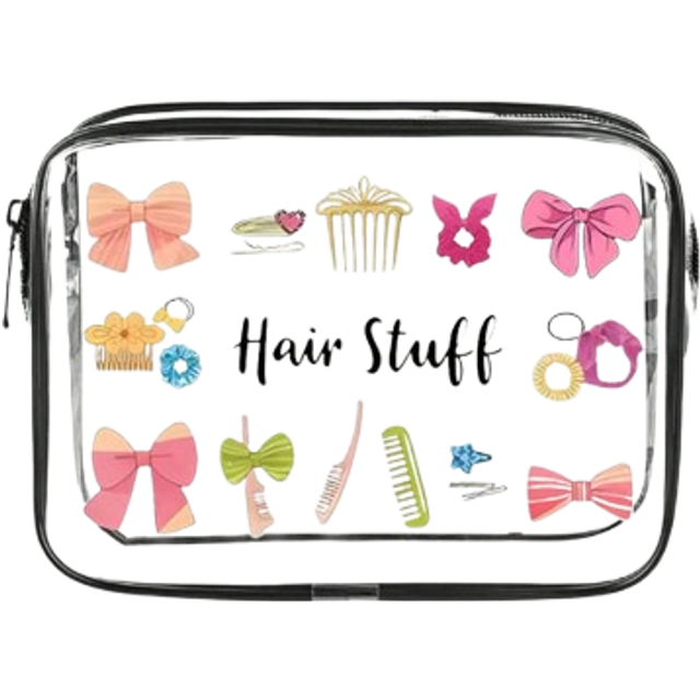 SHEIN Hair Accessory PVC Toiletry Bags,PVC Travel Organizer Pouch With Zipper Closure - Lightweight Fade-Resistant Makeup & Toiletry Bag For Women & Girls,
