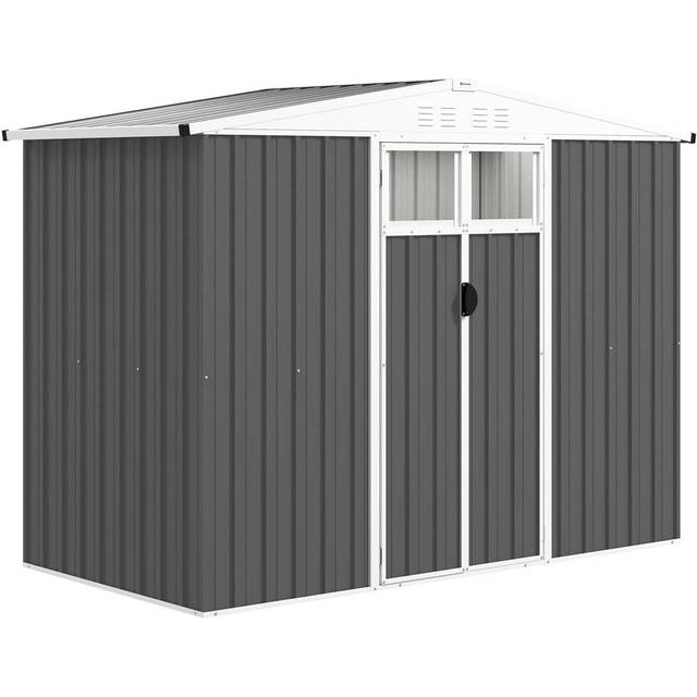 Outsunny 8 x 4 ft Garden Storage Shed, Outdoor Metal Shed, Dark Grey, Grey