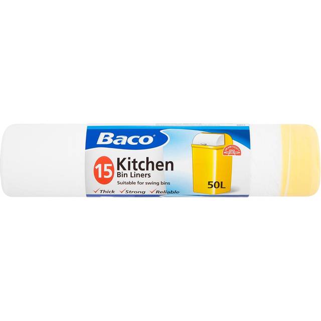 Baco Swing Bin Liners Draw Tie Handle 50L 15pk