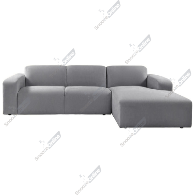 (Grey, Right Hand Chaise) SnoozeOnline L-Shaped 3 Seater Corner Chaise Sofa Plush Velvet Left/Right Hand Lounge with Wide Armrests